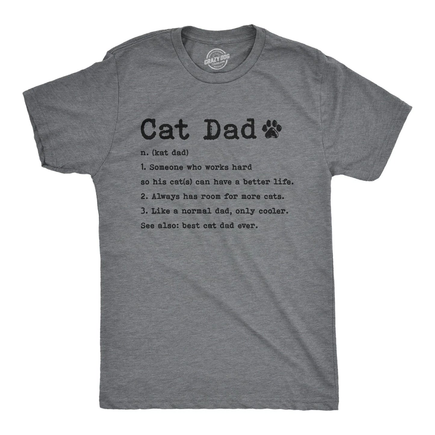 Mens Cat Dad Definition T Shirt Funny Father's Day Pet Kitty Animal Lover