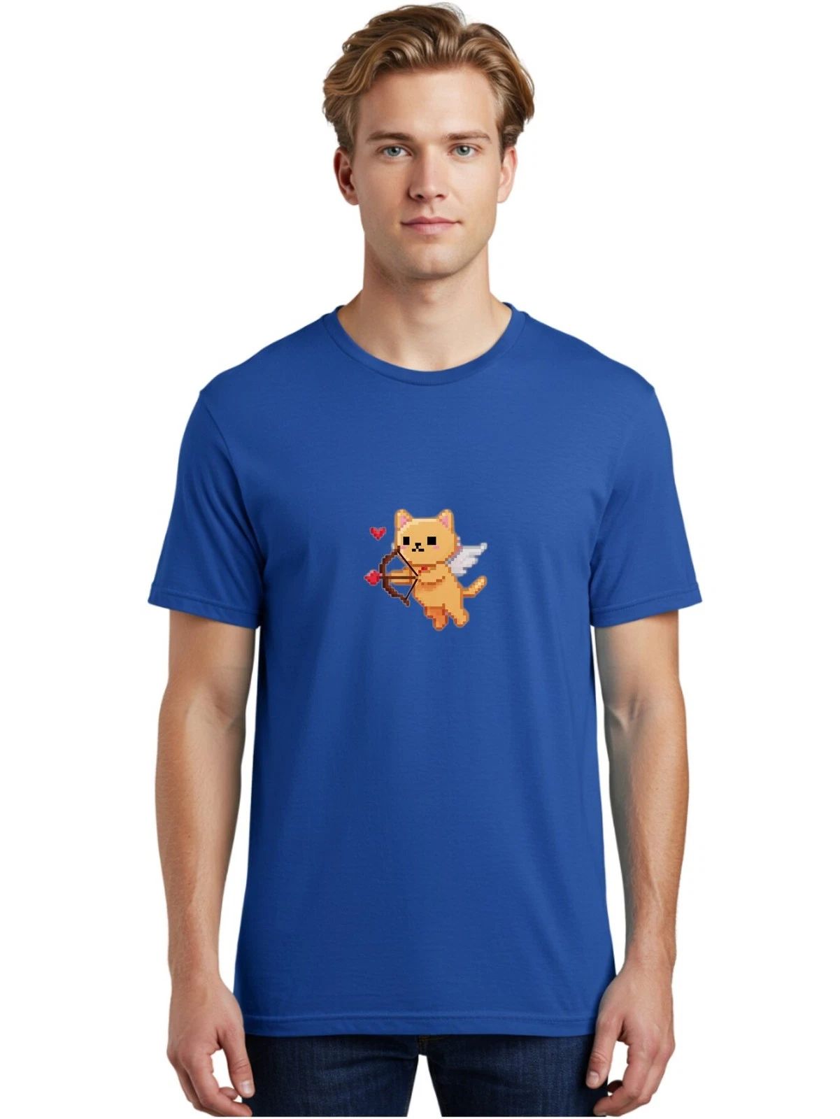 Cupid-Cat-4 Mens Graphic Tee, 100% Cotton, Casual Summer Wear