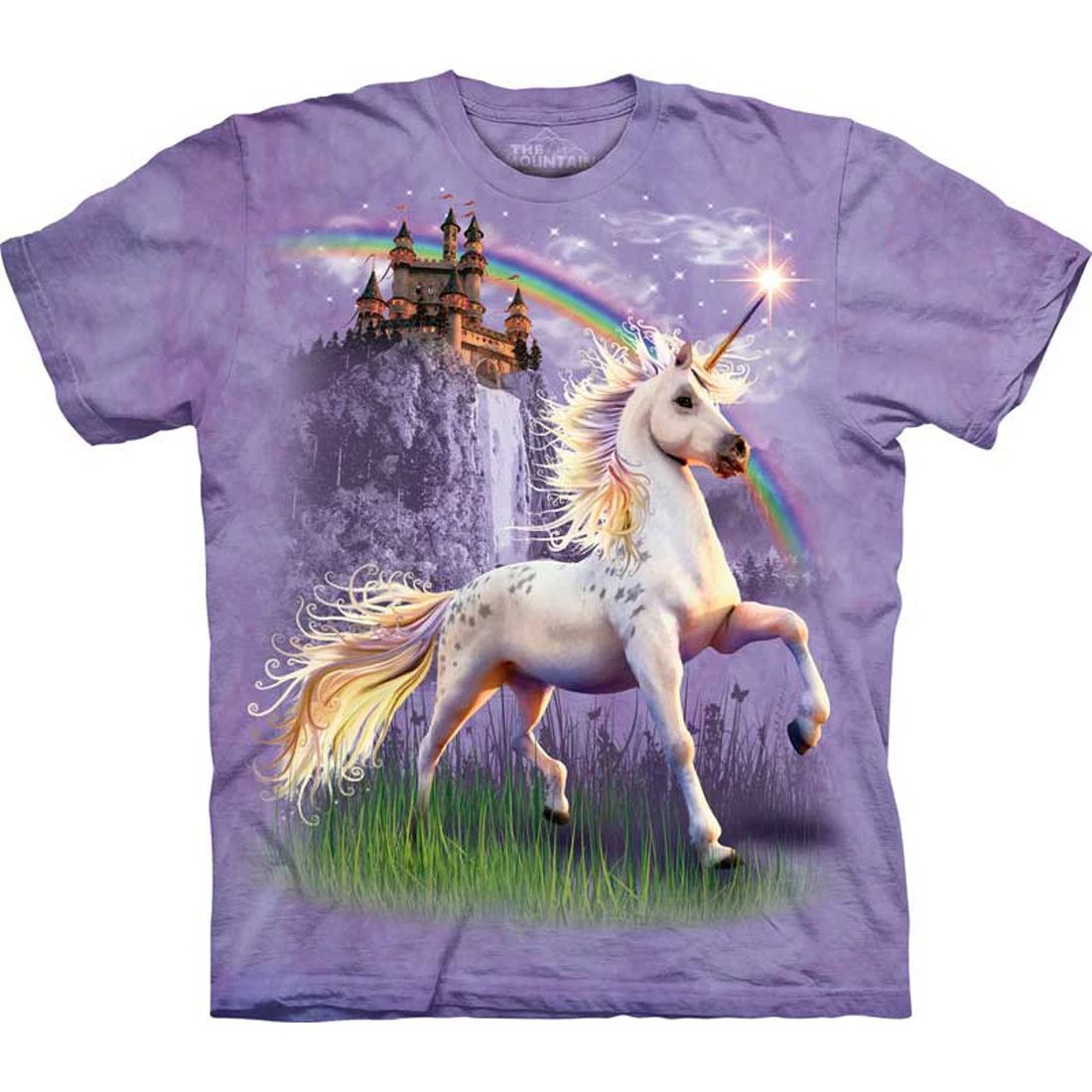 Unicorn Castle Horse Mare Purple Fantasy Rainbow Adult T-Shirt The Mountain S-3X