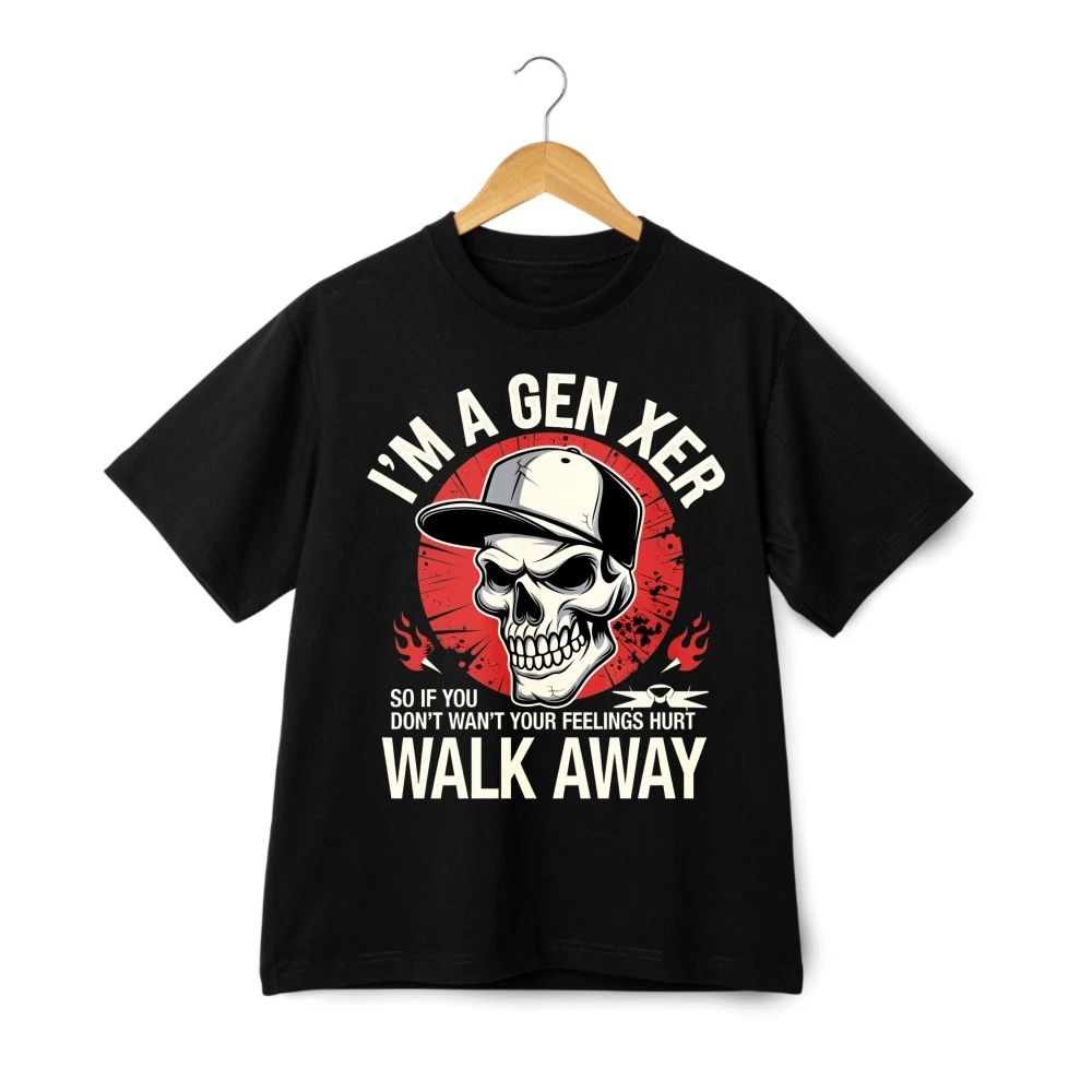 I'm A Gen Xer Skull Graphic T-Shirt Cotton Vintage Style Casual Streetwear
