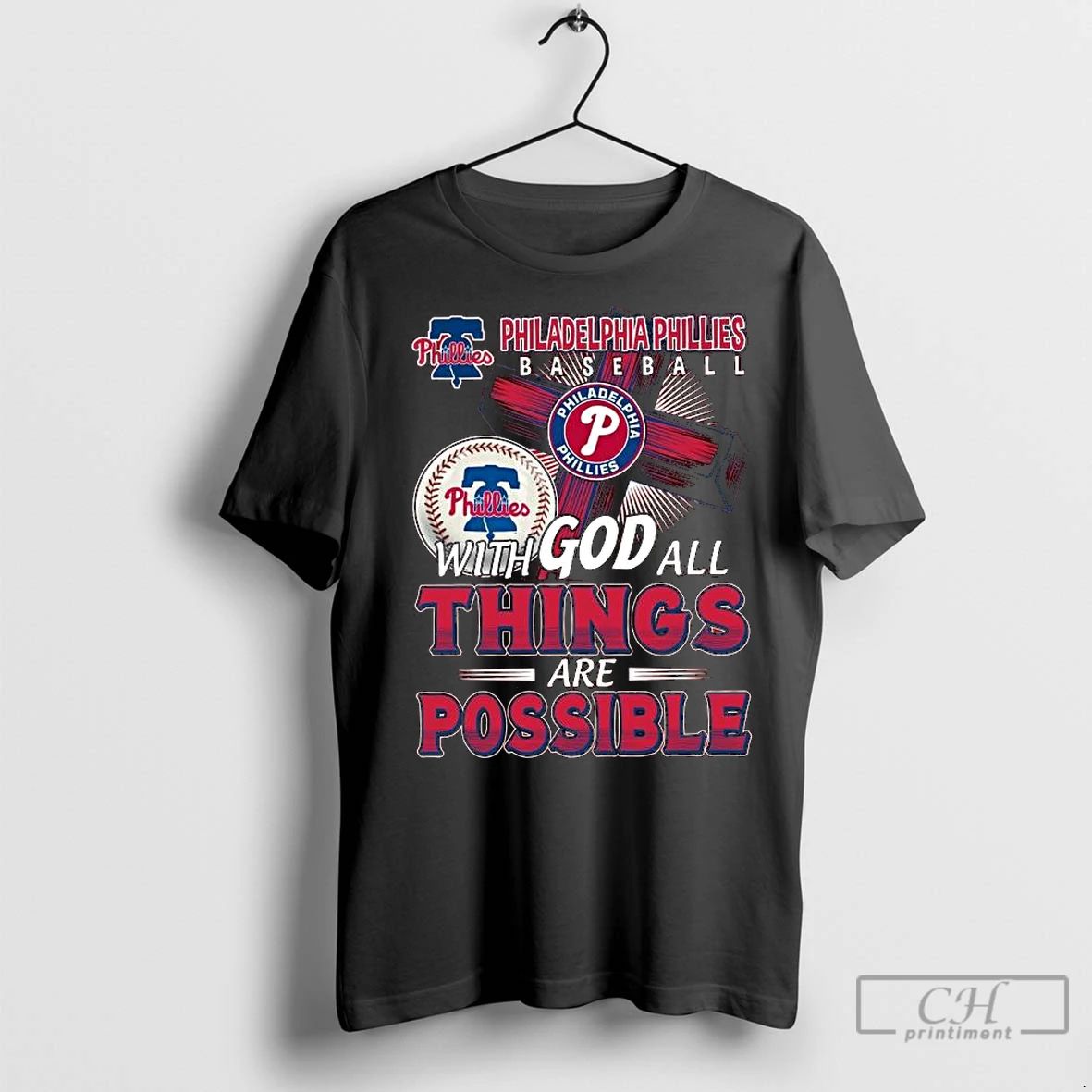 Classic Philadelphia Phillies Baseball With God All Things Are Possible 2025 Long Sleve