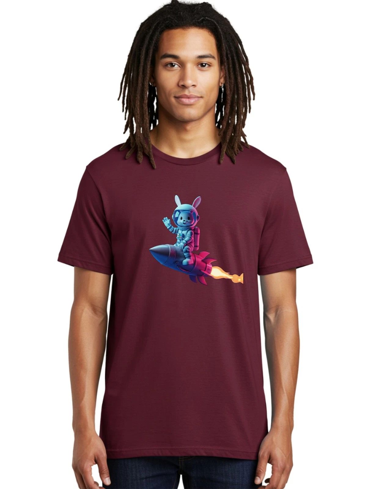 Astronaut-Bunny-31 Mens Graphic Tee, 100% Cotton, Casual Summer Wear