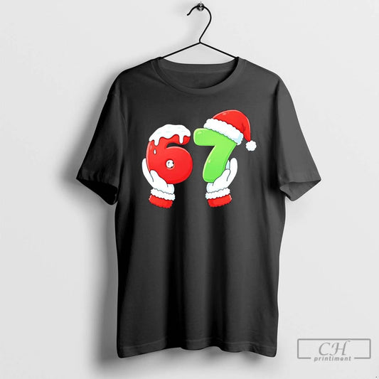 Classic Christmas 67 Meme 6 7 Santa Claus Hands T Shirts