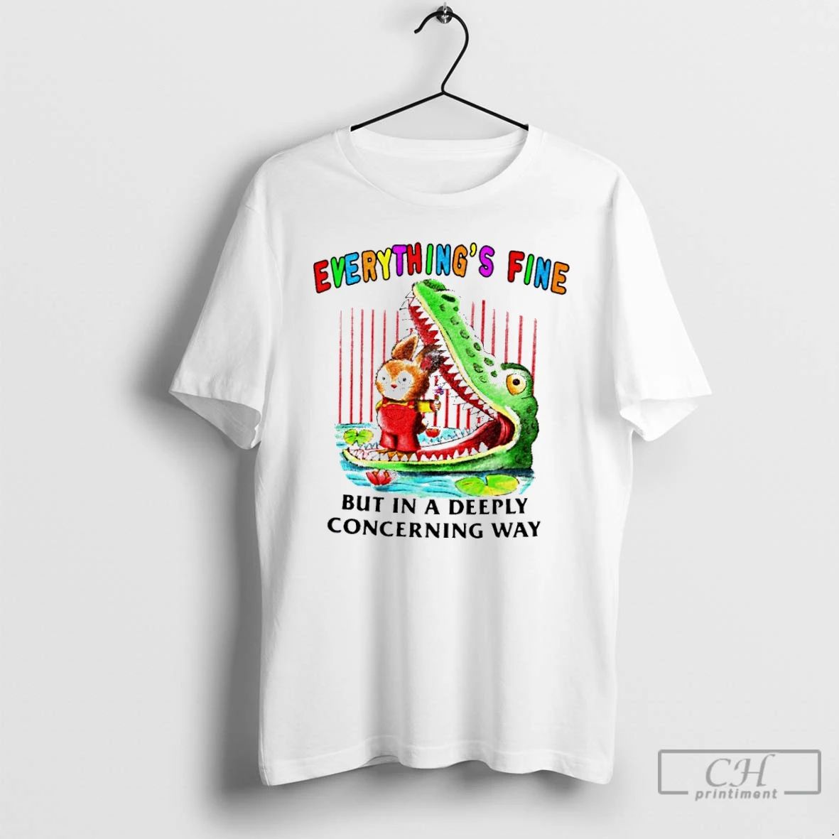 Classic Rabbit And Alligator Everythings Fine But In A Deeply Concerning Way T Shirts