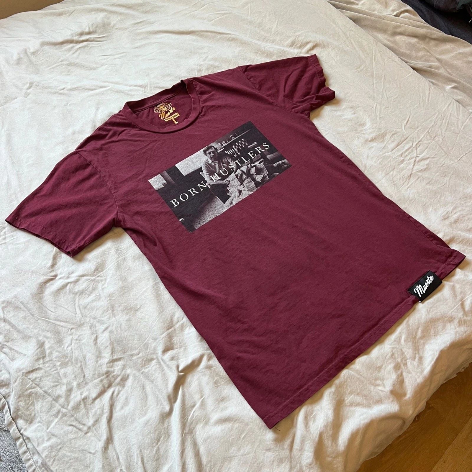 MUERTE Hustle Daily T-Shirt Mens Size Large Born Hustlers Pablo Escobar Urban