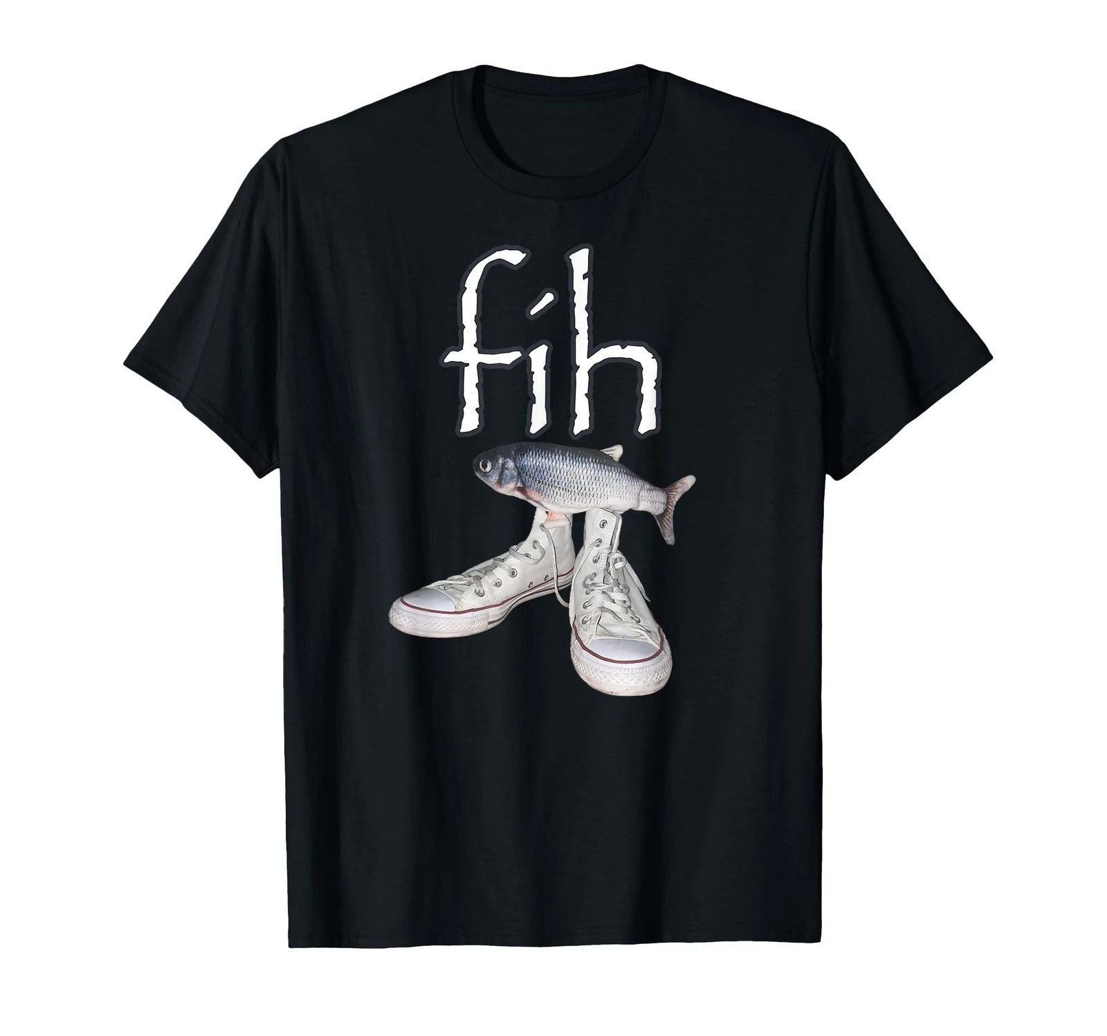 Fih Shoes Fish Funny Misspelled Fish Meme Fih Calling Humor T-Shirt (1)