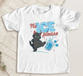 No Ice Please Funny Black Cat Graphic T-Shirt Cute Kawaii White Tee |090426N08