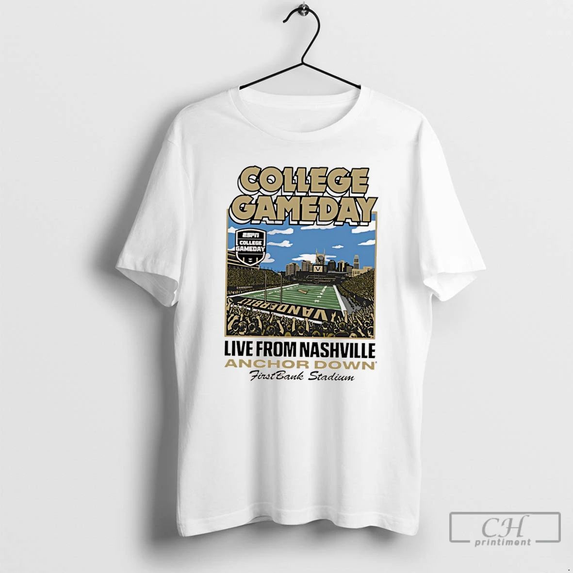 Classic College Gameday Vanderbilt Commodores Live From Nashville Anchor Down Firstbank Stadium T Shirts