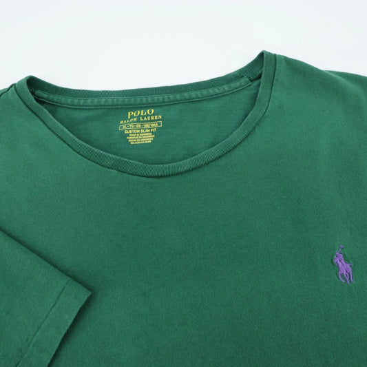 Polo Ralph Lauren Men Custom Slim Fit Green Crew Neck T Shirt XL Flaw