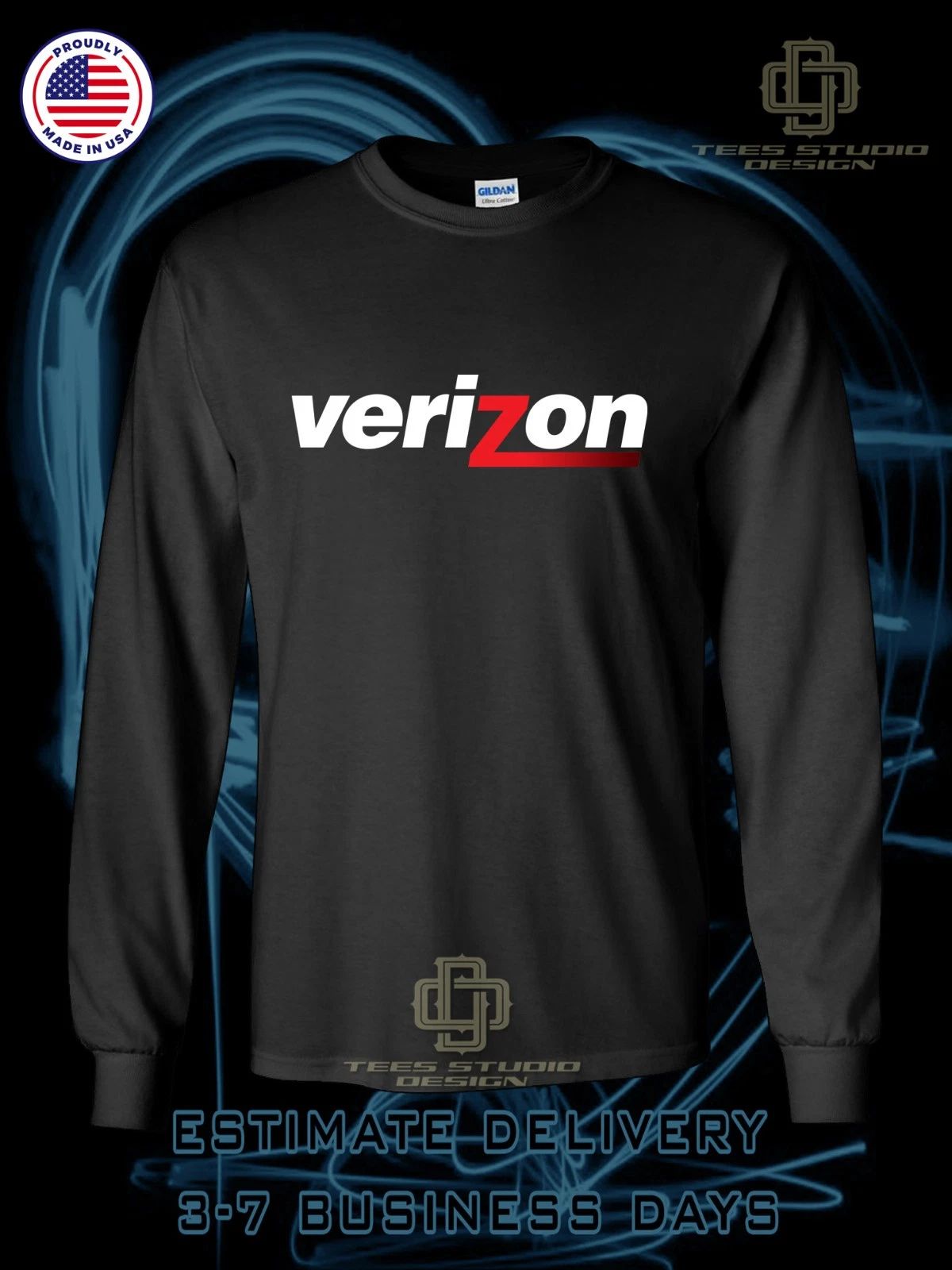 New Verizon Communications Logo Men's Long Sleeve T-Shirt American Size T-Shirt