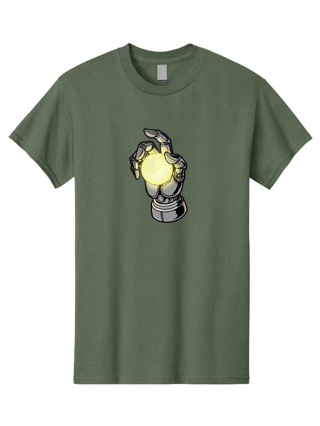 Robot-Hand-Crystal-Ball Mens Graphic Tee, 100% Cotton, Casual Summer Wear