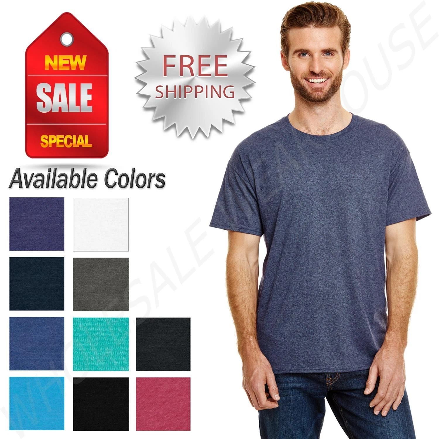 Hanes Men's Perfect Triblend Modern fit Ribbed Collar T-Shirt 42TB