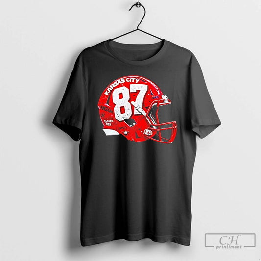 Classic Travis Kelce Graffiti Helmet Kansas City Chiefs T Shirts