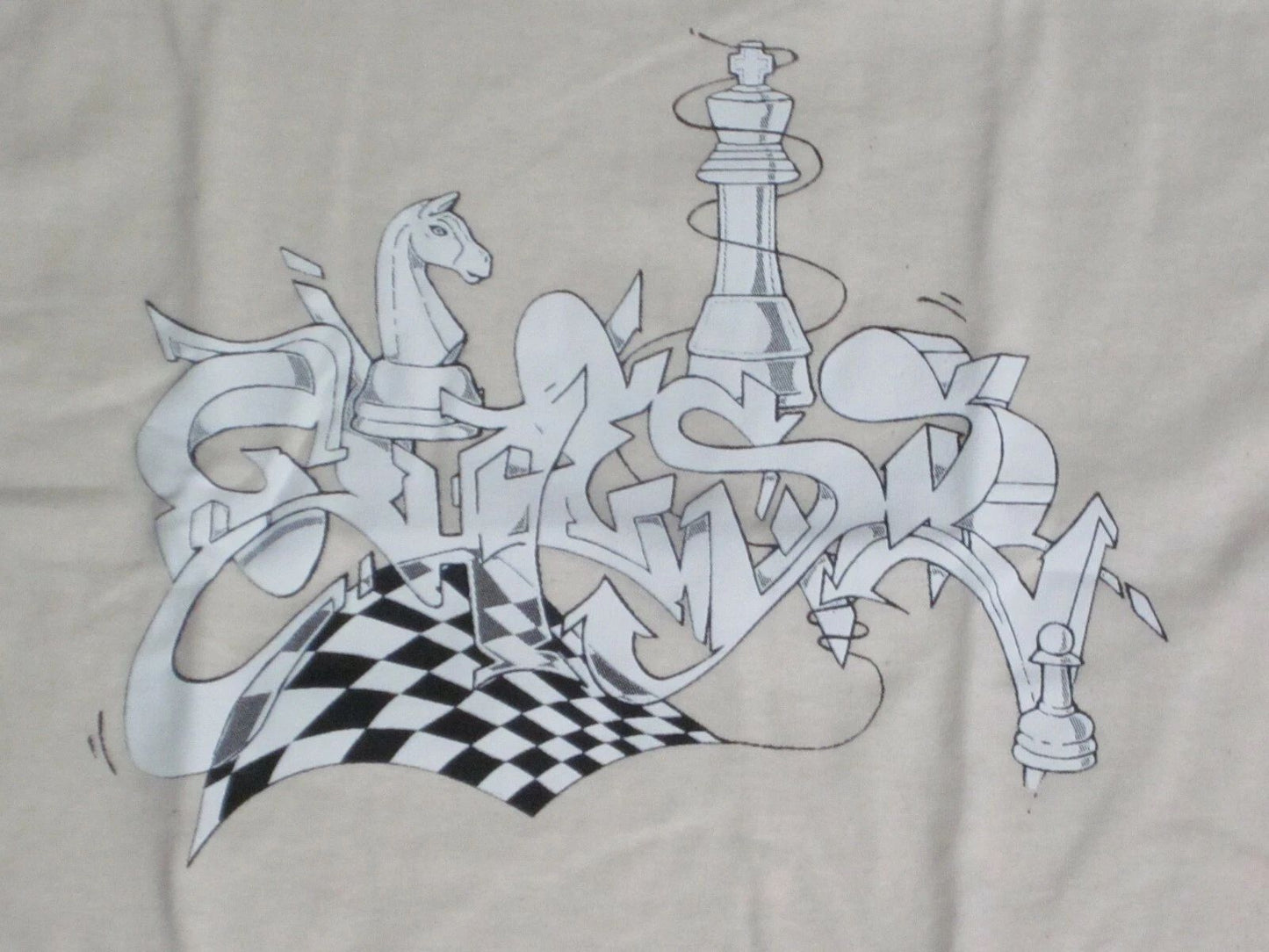 CHESS Graphic T shirt Tee King Knight Pawn Board abstraction wild letters