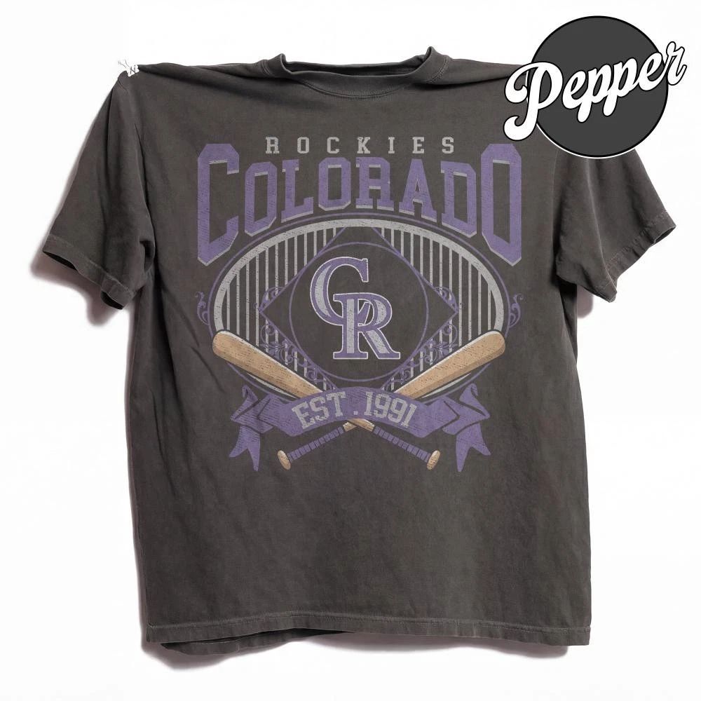 Colorado Rockies Baseball Est 1991 Vintage Comfort Color Pepper Tshirt S-4XL