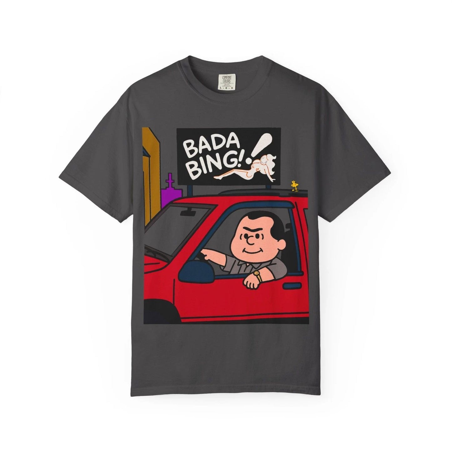 Bada Bing Graphic T-Shirt, Peanuts Sopranos parody