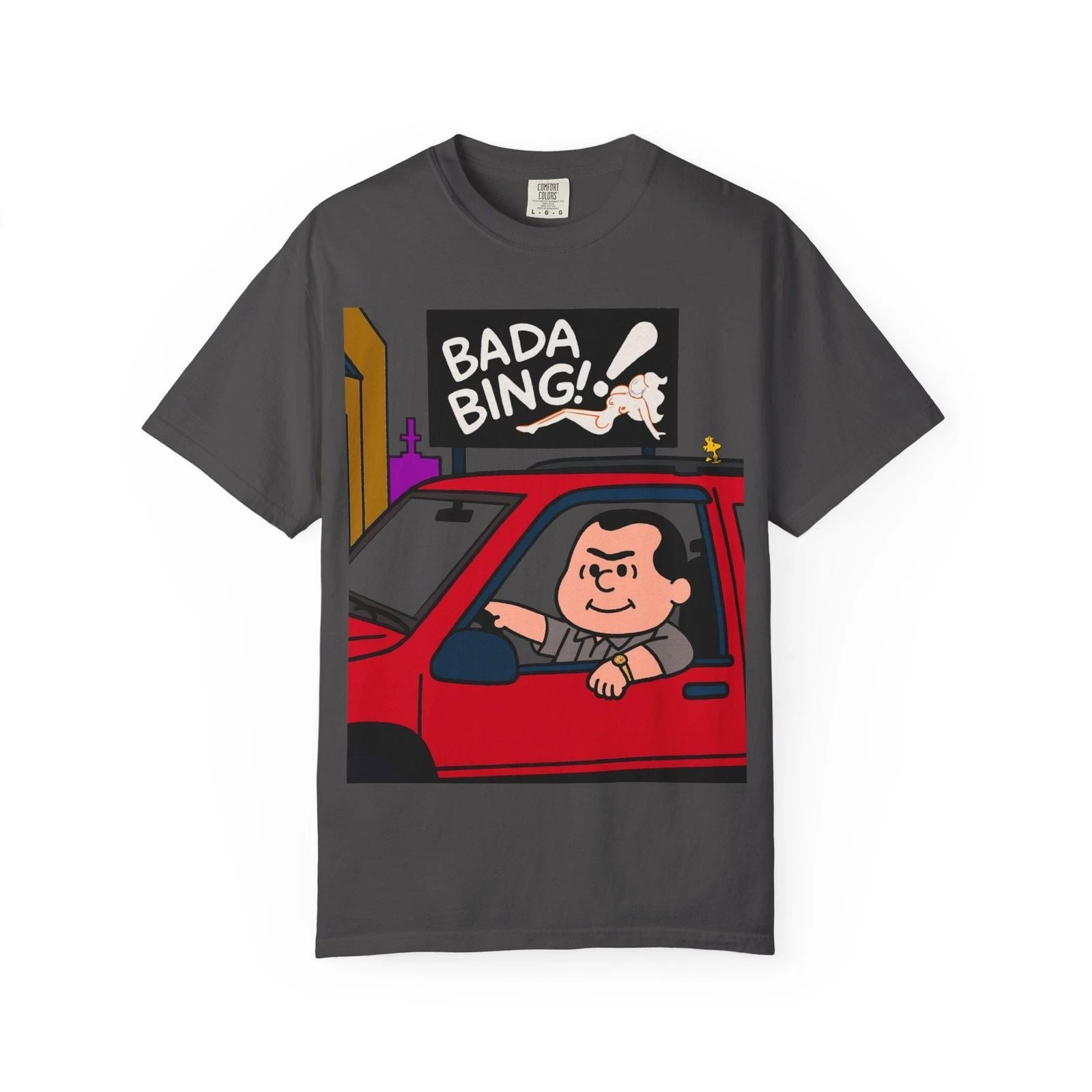 Bada Bing Graphic T-Shirt, Peanuts Sopranos parody