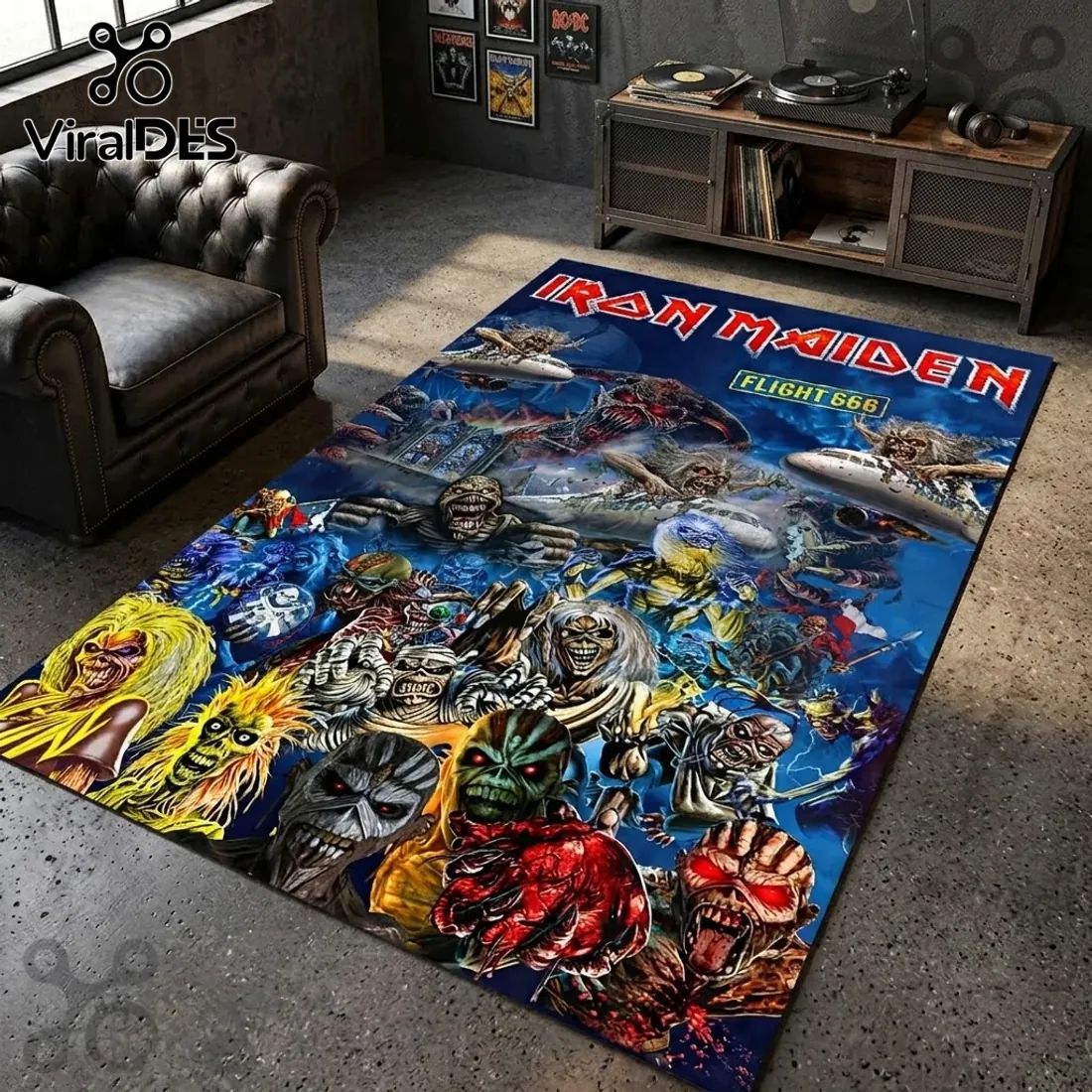 Iron Maiden Flight 666 Eddie Montage Rectangular Rug