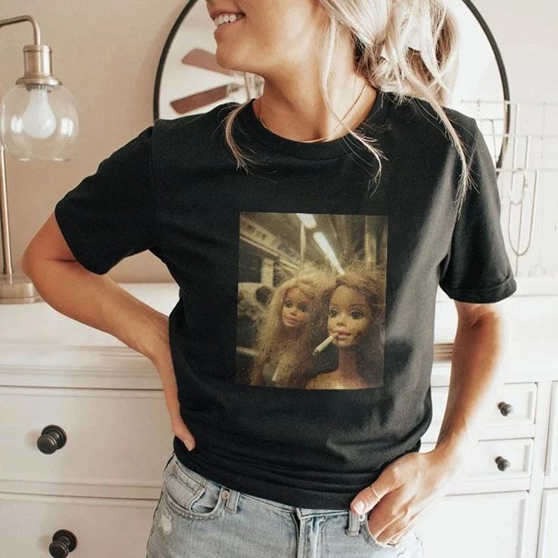 Funny distressed doll smoking tshirt