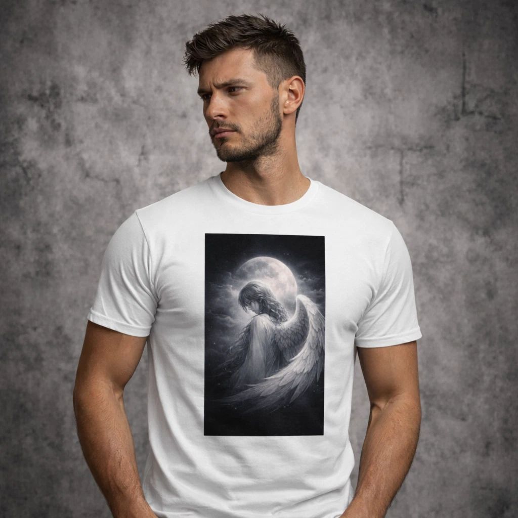 Shinora Dark Angel Graphic T-Shirt Streetwear Moon Guardian Size M