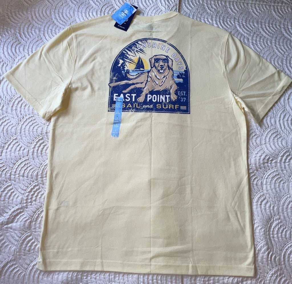 NWT Mens IZOD Saltwater Yellow Dog Sail And Surf Graphic T Shirt Size Large