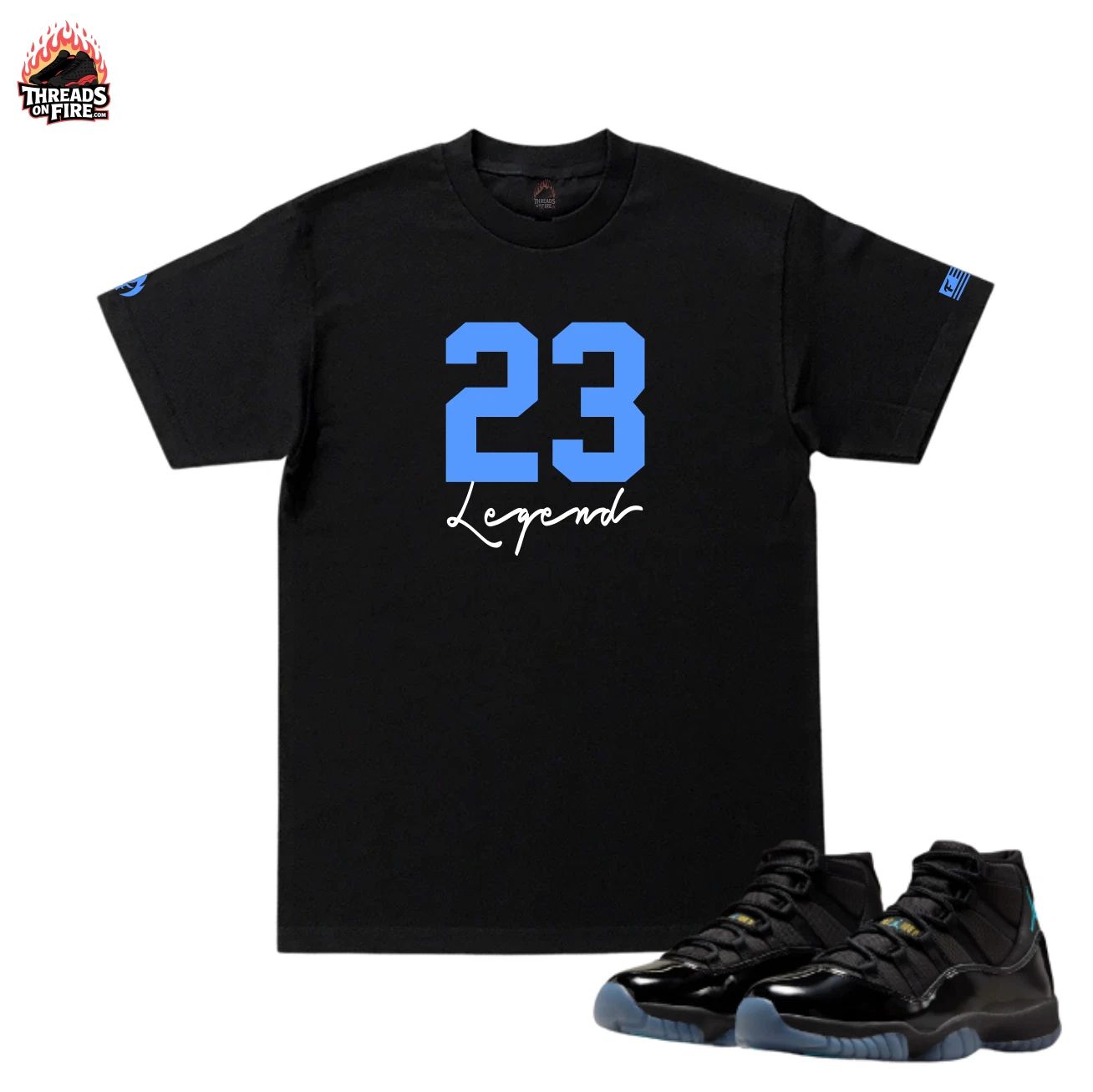 Men's Streetwear Fashion Tee 23 Legend Black T-Shirt Heavyweight Comfort Blk Tee