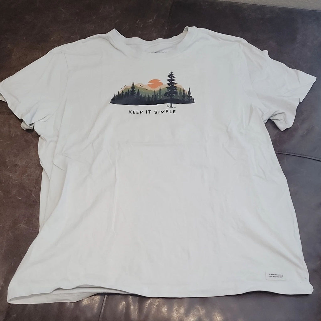 Life is Good Crusher T-Shirt Mens XL White Nature Cotton Short Sleeve 094