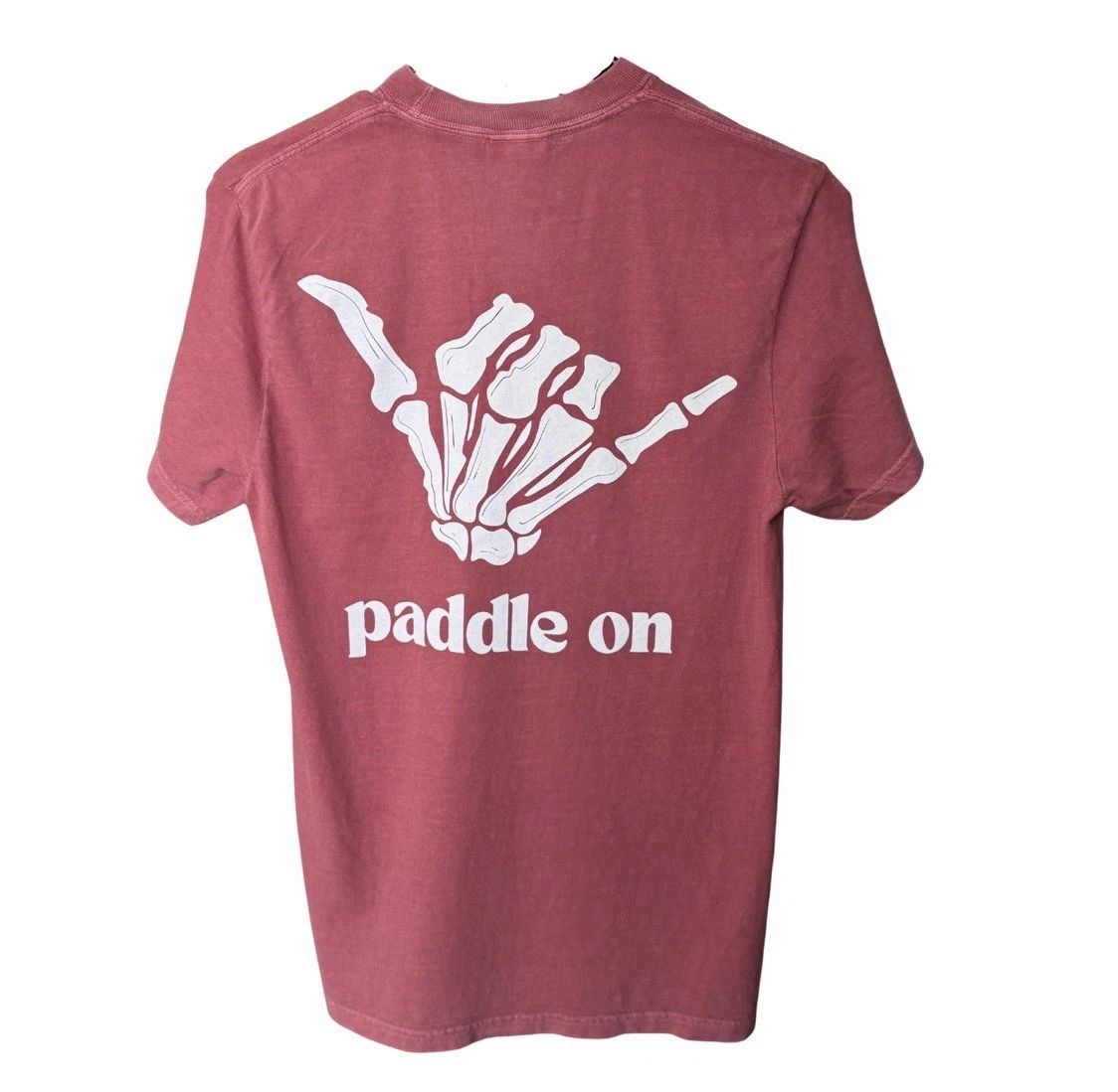 Brick Red Skeleton Paddle Graphic Cotton Short Sleeve Men's T-Shirt