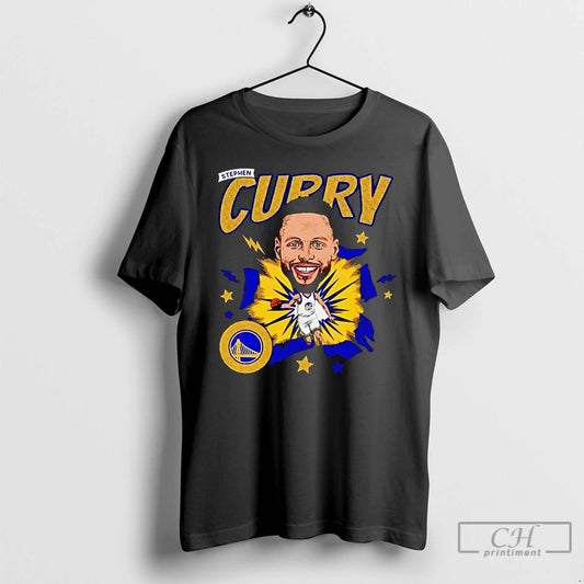 Classic Steph Curry Big Head Caricature Warriors T Shirts