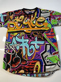 Royal Blue Label Hip Hop Graffiti Shirt Colorful Print Urban Street Art Size Med
