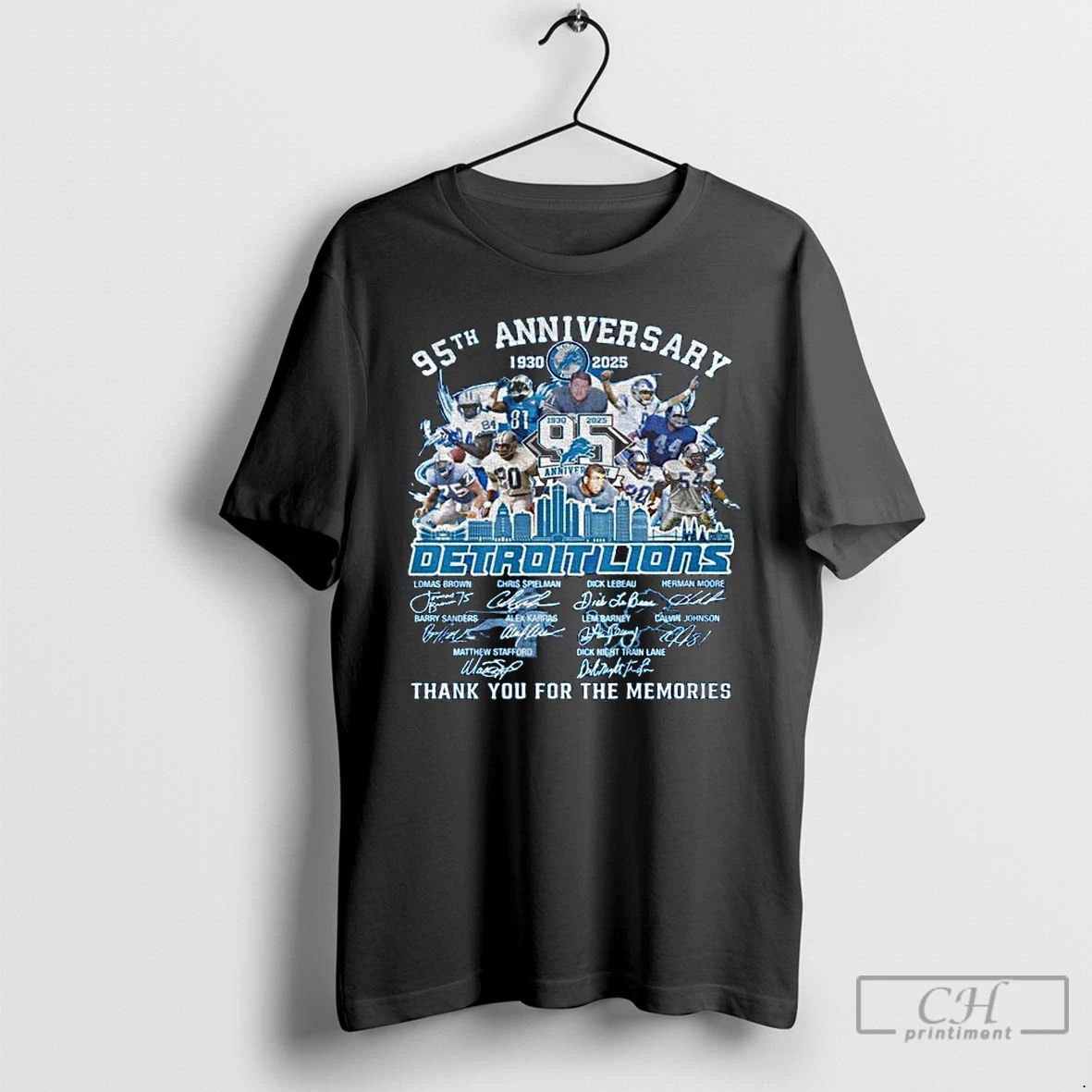 Classic Detroit Lions Celebrating 95th Anniversary 1920 2025 Thank You For The Memories Signatures