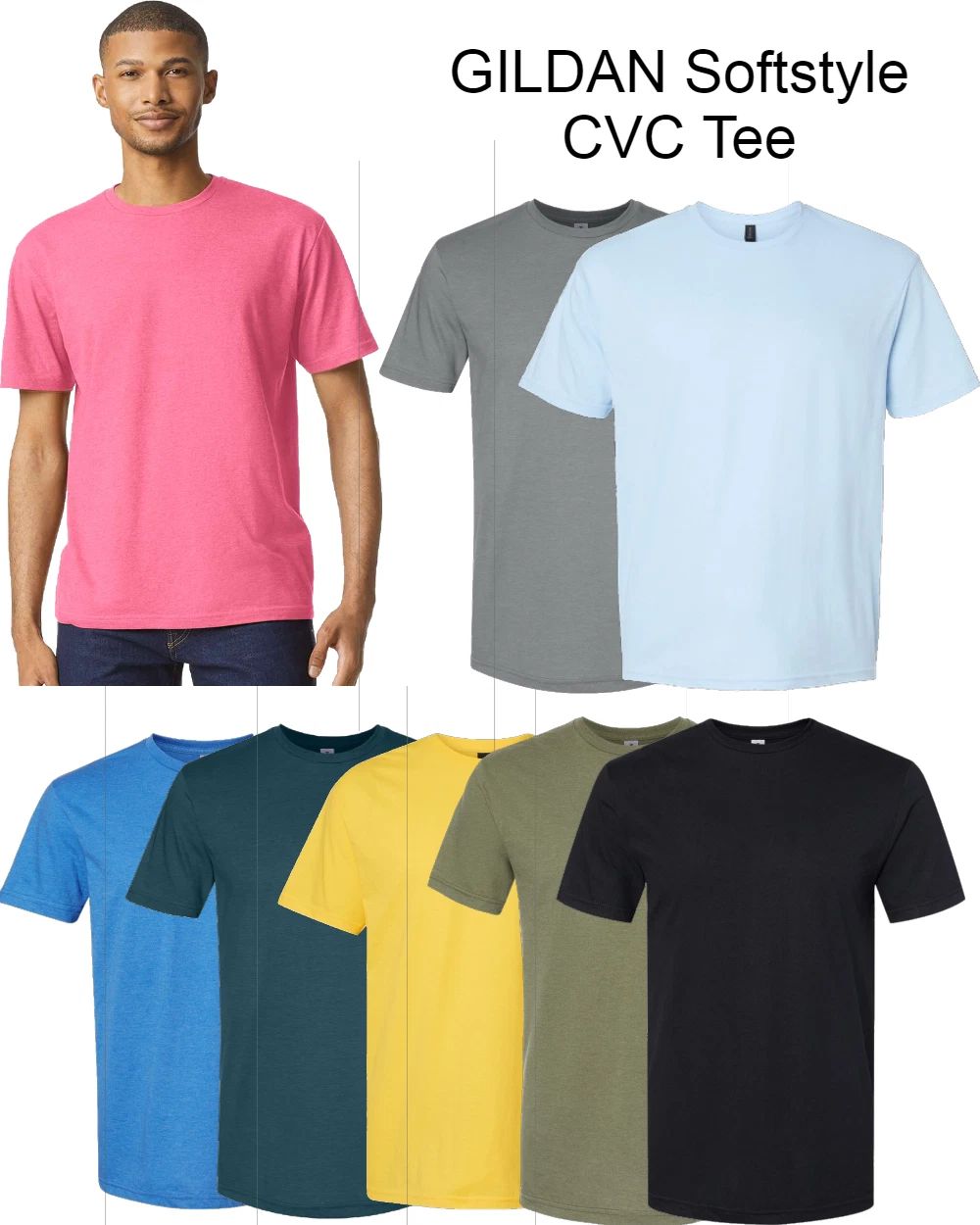 NEW Gildan Men's Softystyle CVC Short Sleeves Plain T-shirt 67000 (G670)