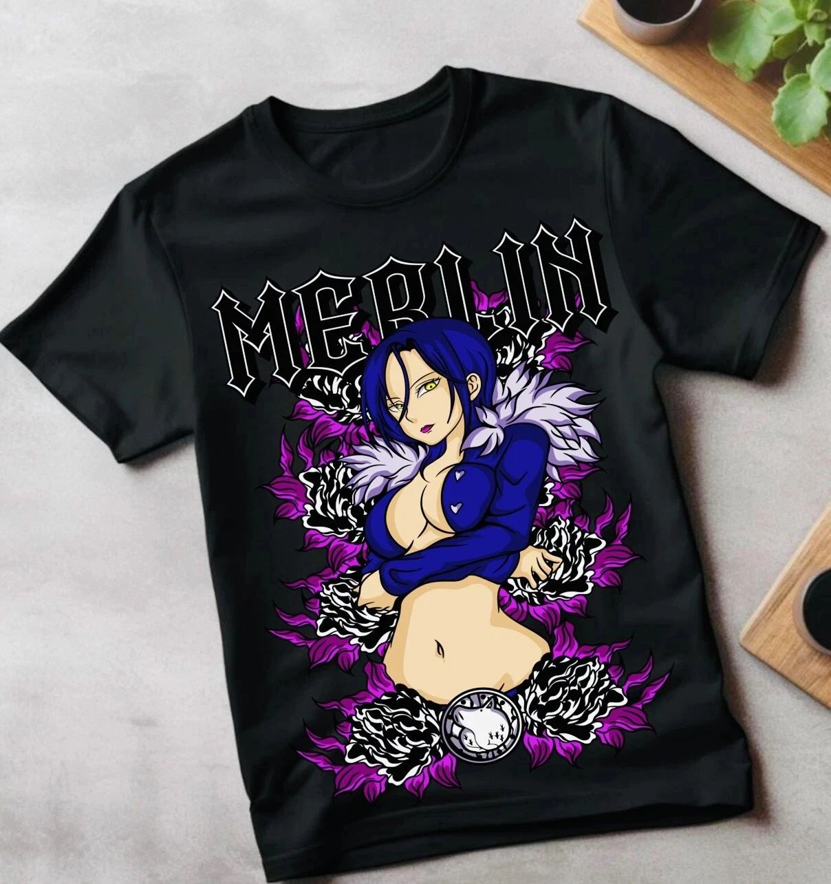 Anime Merlin Sacred Treasure The Seven Deadly Sins Black T-Shirt