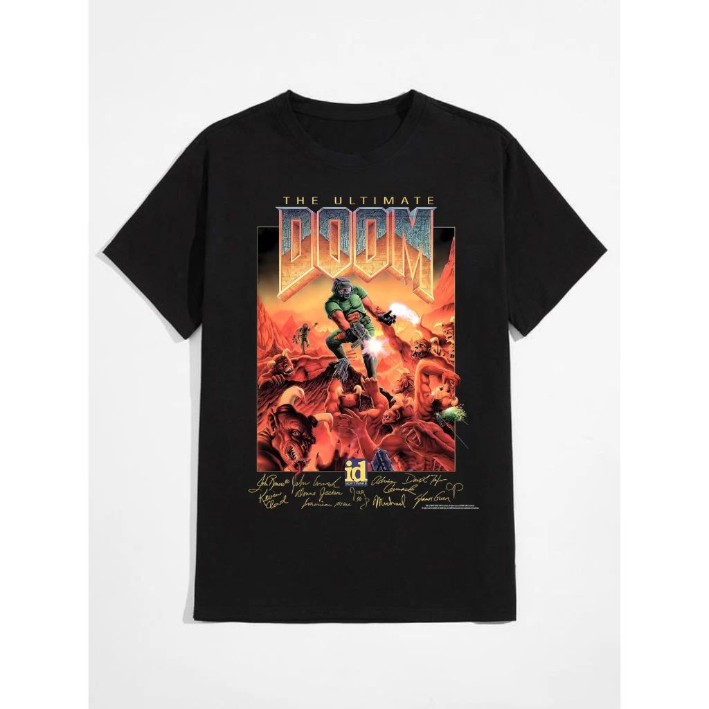 **Original DOOM Game Key Art T-Shirt – Premium Unisex with Developer Signatures*