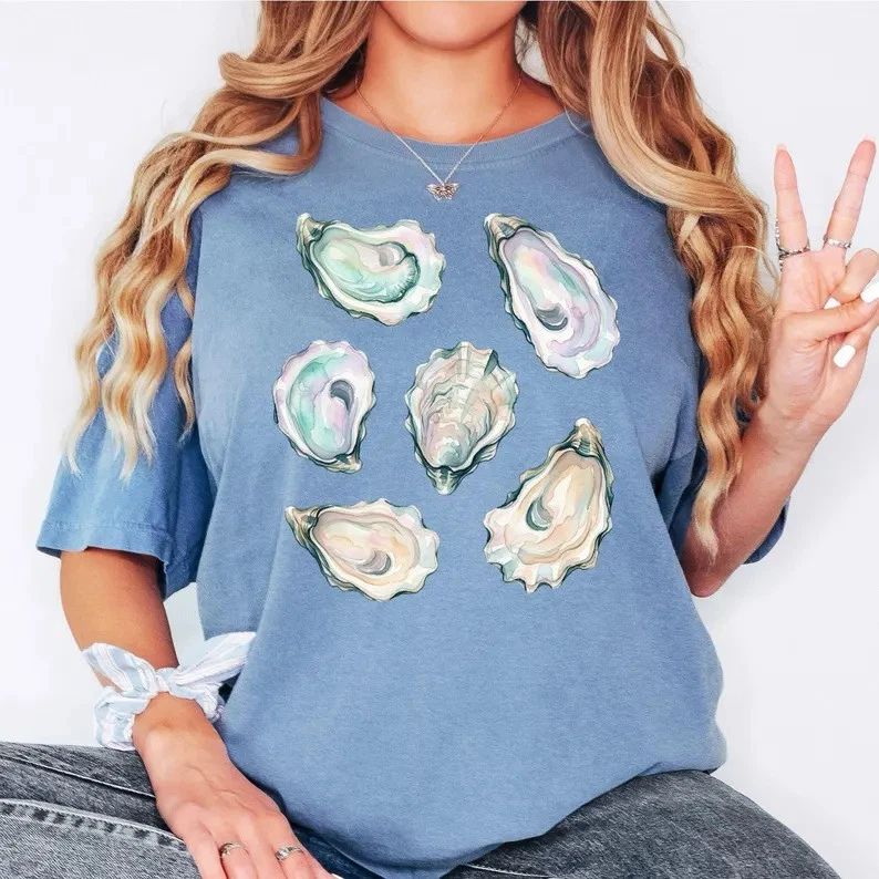 Oyster Shell Shirt Coastal Beach Ocean Aesthetic Tee