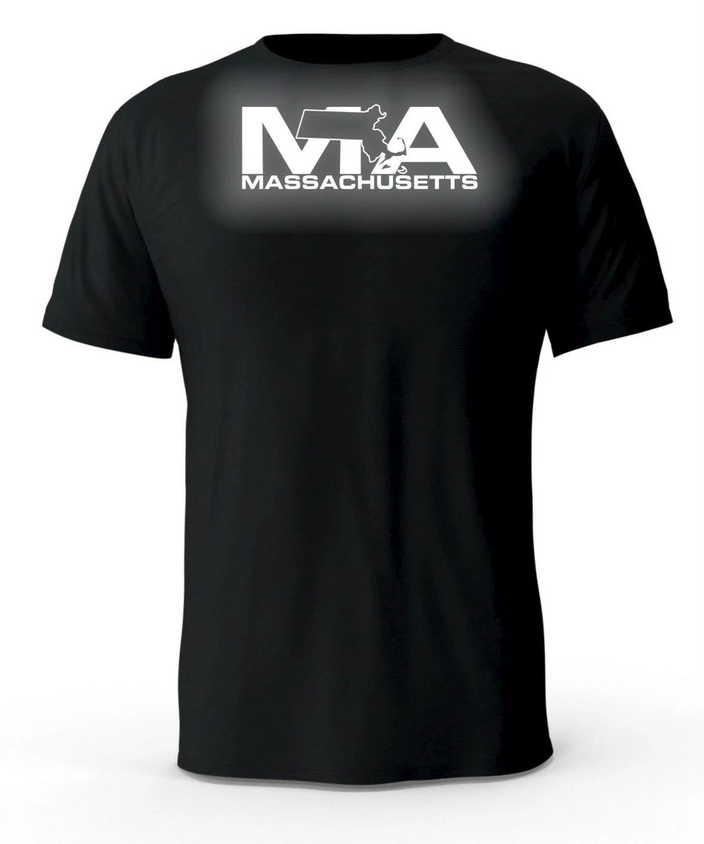Massachusetts MA State Reflective Logo Black T-Shirt