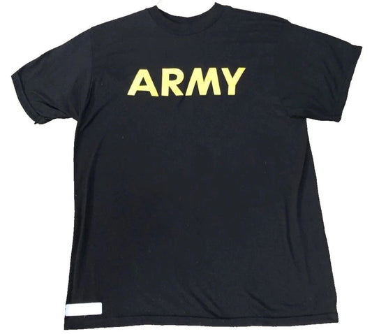 US Military Men's APFU Short Sleeve Shirt Army Black and Gold PT Fitness Large