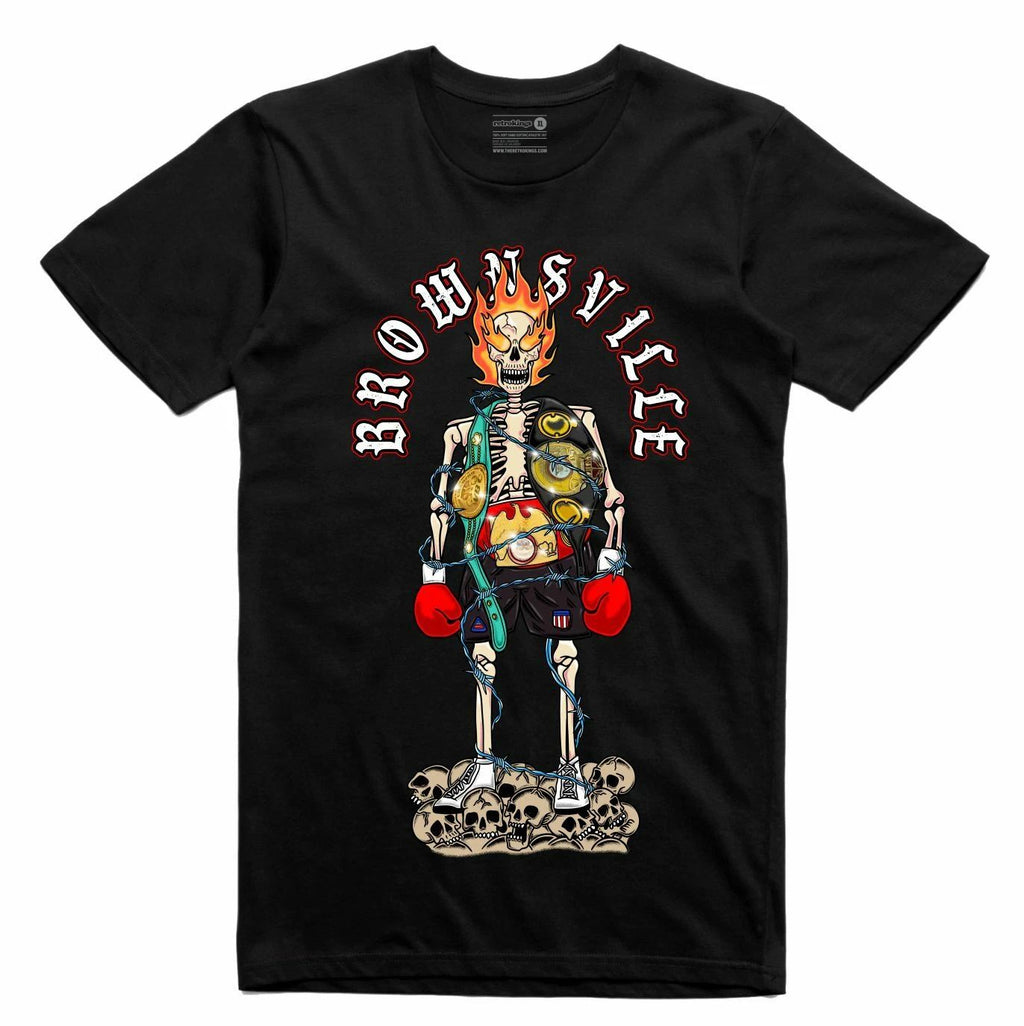 Nuovo Streetwear On Demand FLAME SKULL BOXING LEGEND NERO T-Shirt SM-3XLARGE