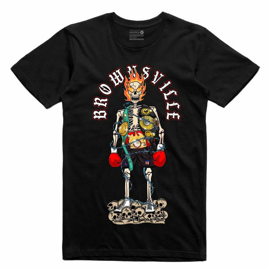 Nuovo Streetwear On Demand FLAME SKULL BOXING LEGEND NERO T-Shirt SM-3XLARGE
