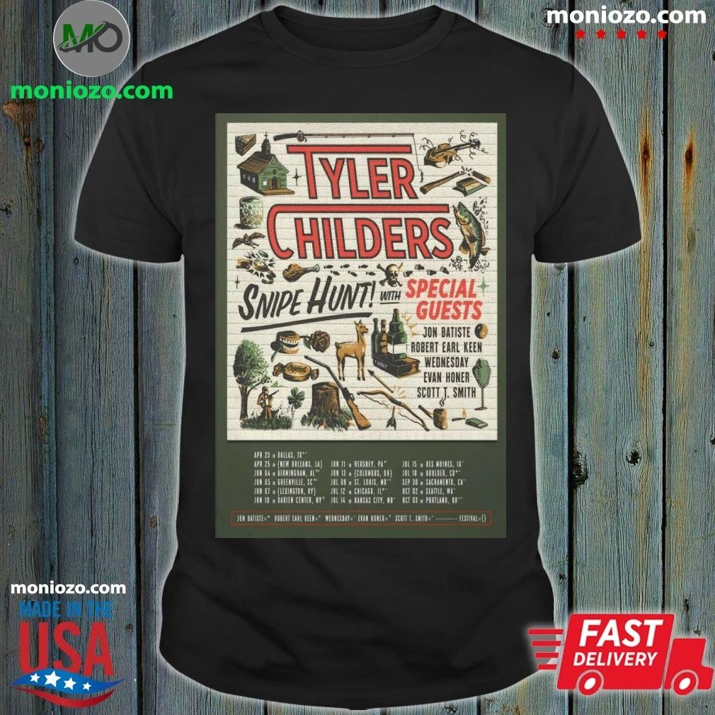 Original Tyler Childers Blotter Sheet Snipe Hunt Tour 2026 Poster T-Shirt