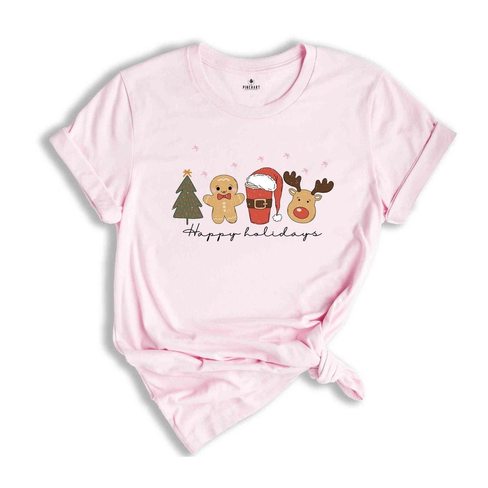 Happy Holidays Shirt, Cute Christmas Shirt, Gingerbread Shirt, Christmas Tree Sh