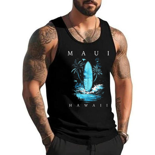 Maui Hawaii Vintage Surf Beach Surfing Surfer Souvenir Tank Top