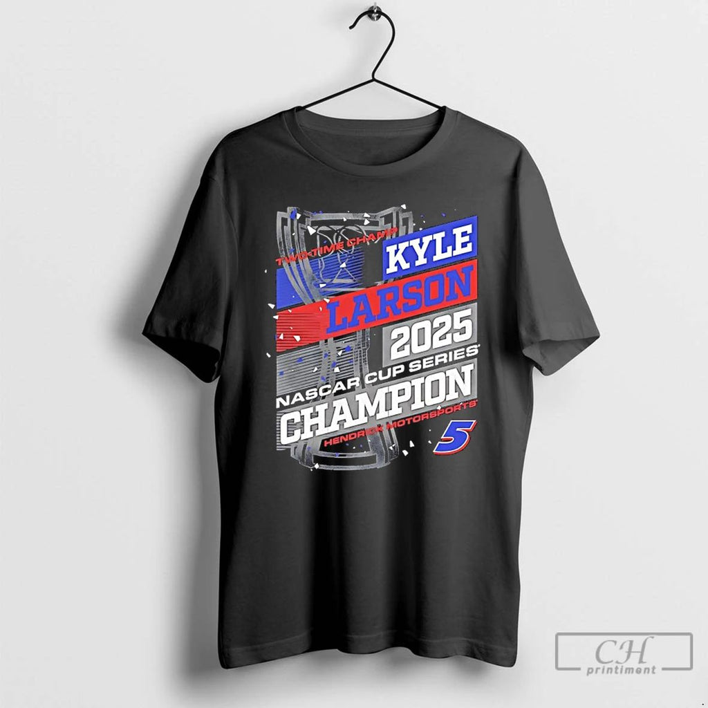 Classic Kyle Larson H2025 Nascar Cup Series 2 Time Champion Trophies T Shirts