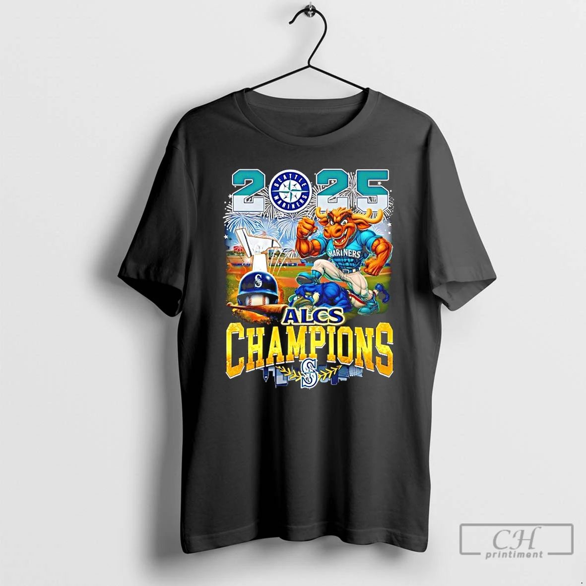 Classic Seattle Mariners Baseball 2025 Alcs Champions Signatures Mascot T Shirts