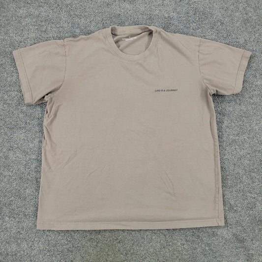 Playworks Shirt Men Medium Gray Life Is A Journey Graphic Tee Short Sleeve Adult