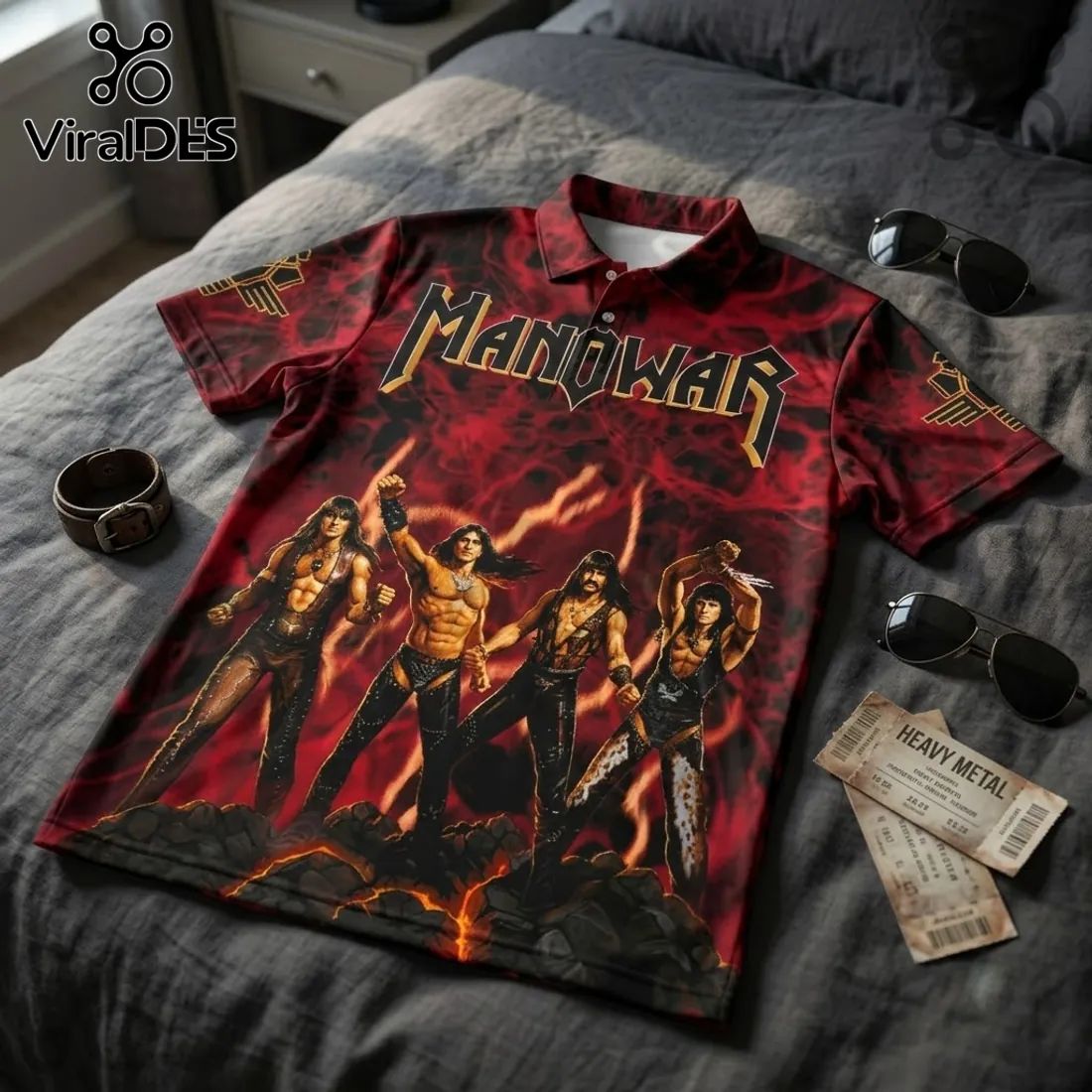 Manowar Red Flame World Tour 2027 Polo Shirt