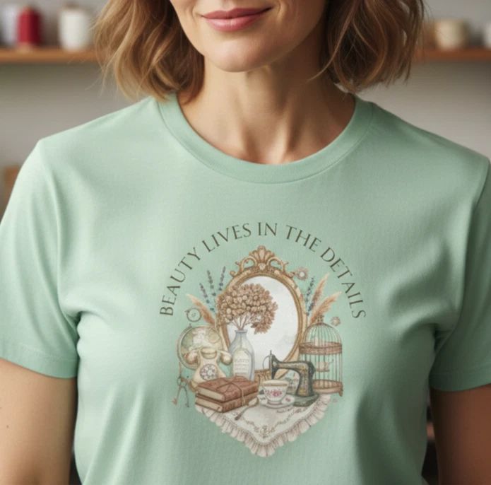 Vintage Aesthetic T-Shirt Beauty Lives in the Details Antique Lover Gift Tee