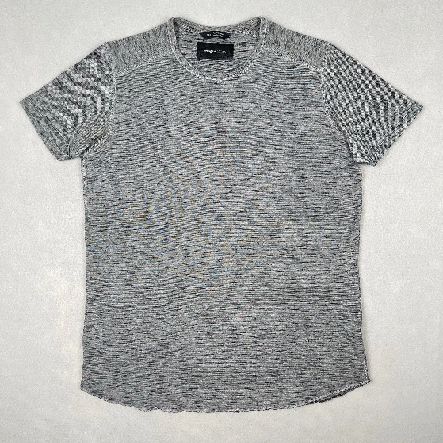 Wings + Horns Mens Slub Cotton T Shirt Sz L Heather Gray Raw Hem Minimalist