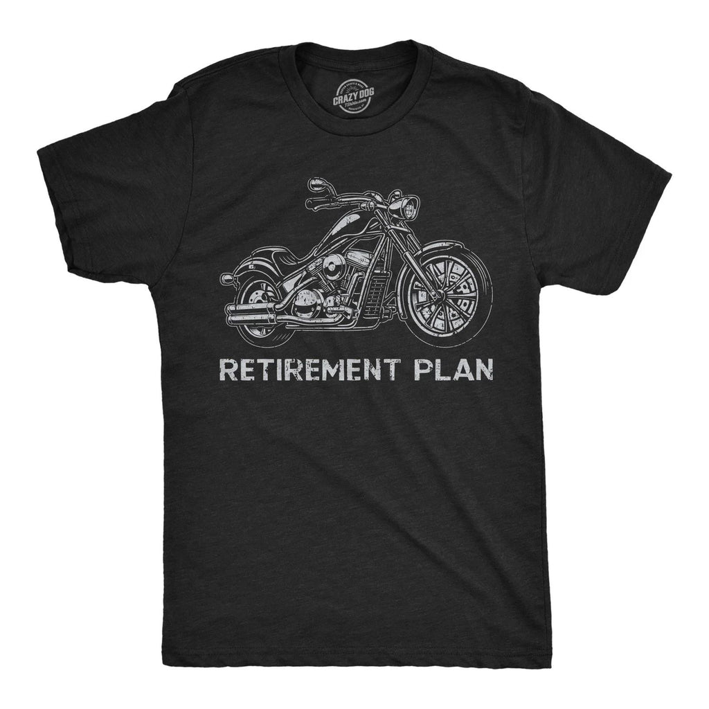 Mens Funny T Shirts Retirement Plan Motorcycle Sarcastic Graphic Novelty Tee for