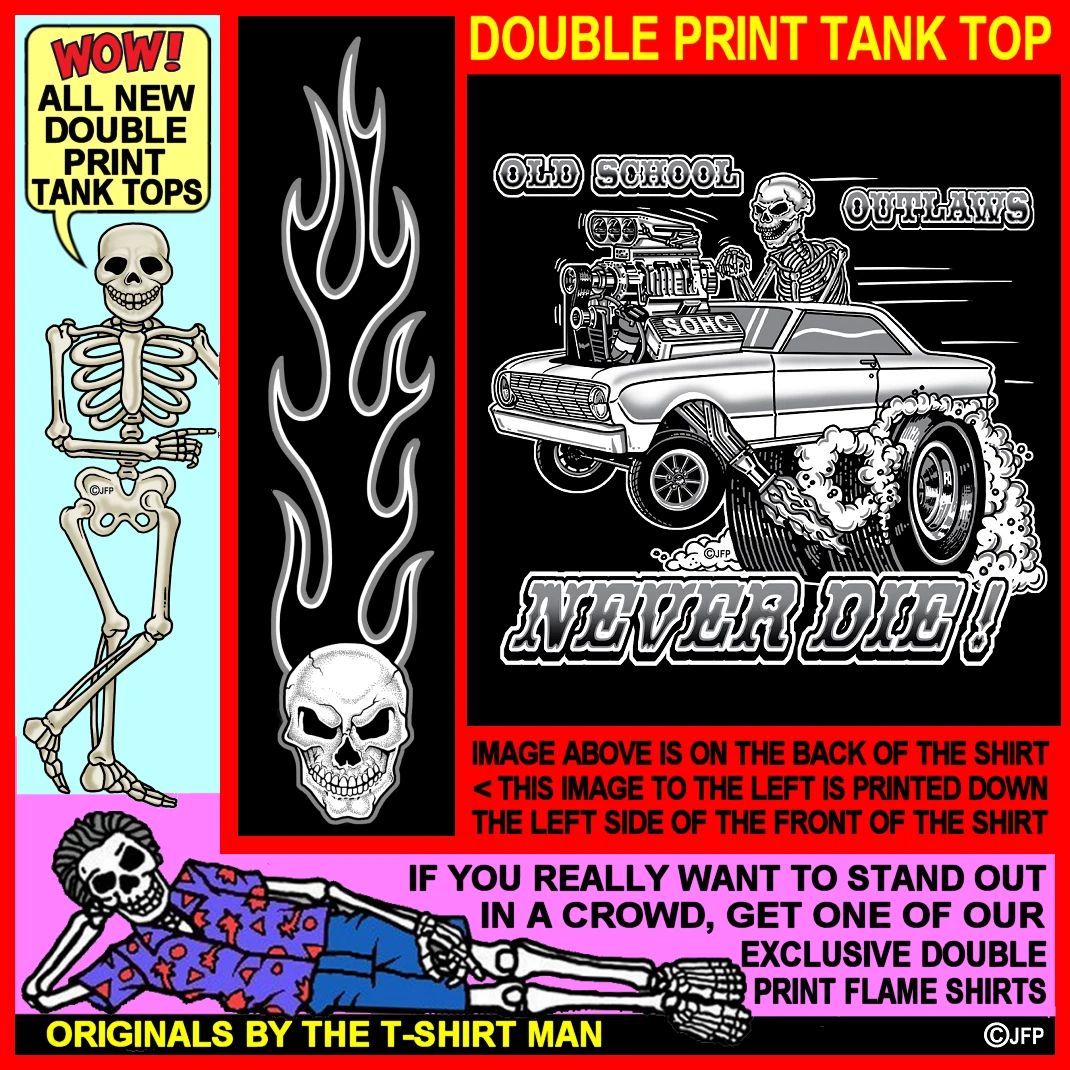 1960-1963 Outlaw Skeleton Blown Gasser Race Muscle Car Fantasy Hot Rod Tank Top